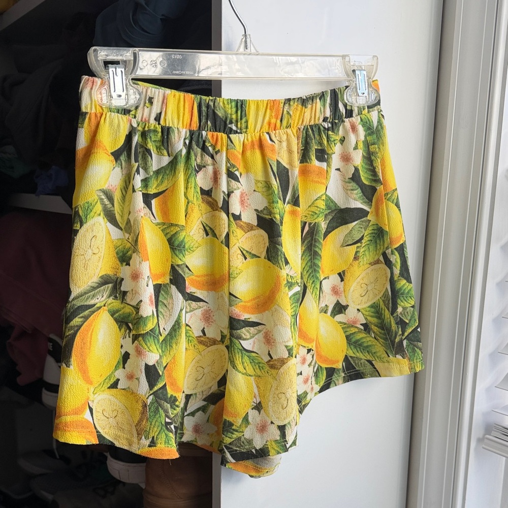 Show Me Your MuMu Yellow Lemon-Print High-Waist Shorts